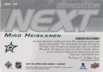 2019-20 Upper Deck - Generation Next Jersey #GN-15 Miro Heiskanen Back