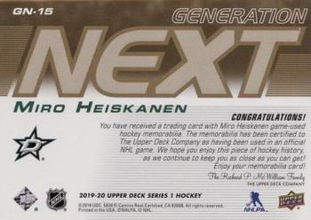 2019-20 Upper Deck - Generation Next Patch #GN-15 Miro Heiskanen Back