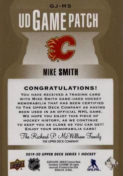 2019-20 Upper Deck - UD Game Patch #GJ-MS Mike Smith Back