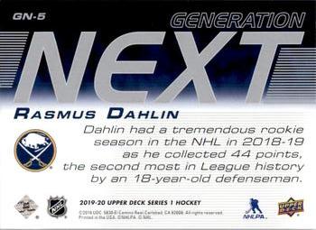 2019-20 Upper Deck - Generation Next #GN-5 Rasmus Dahlin Back