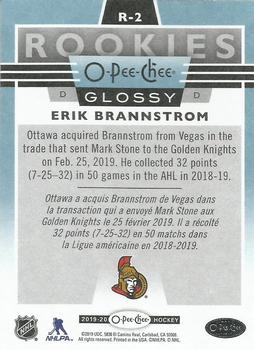 2019-20 Upper Deck - 2019-20 O-Pee-Chee Glossy Rookies #R-2 Erik Brannstrom Back