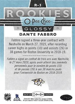 2019-20 Upper Deck - 2019-20 O-Pee-Chee Glossy Rookies #R-3 Dante Fabbro Back