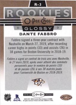2019-20 Upper Deck - 2019-20 O-Pee-Chee Glossy Rookies Copper #R-3 Dante Fabbro Back