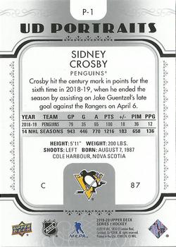 2019-20 Upper Deck - UD Portraits #P-1 Sidney Crosby Back