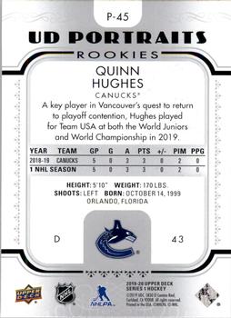 2019-20 Upper Deck - UD Portraits #P-45 Quinn Hughes Back