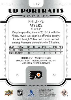 2019-20 Upper Deck - UD Portraits #P-49 Philippe Myers Back