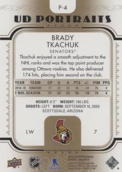 2019-20 Upper Deck - UD Portraits Gold #P-4 Brady Tkachuk Back