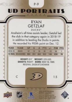 2019-20 Upper Deck - UD Portraits Gold #P-9 Ryan Getzlaf Back
