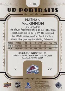 2019-20 Upper Deck - UD Portraits Gold #P-10 Nathan MacKinnon Back