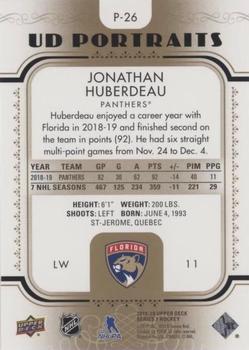 2019-20 Upper Deck - UD Portraits Gold #P-26 Jonathan Huberdeau Back