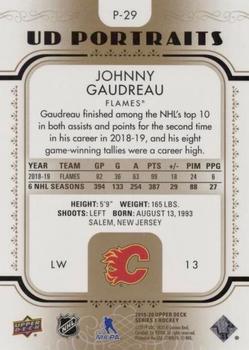 2019-20 Upper Deck - UD Portraits Gold #P-29 Johnny Gaudreau Back