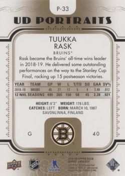 2019-20 Upper Deck - UD Portraits Gold #P-33 Tuukka Rask Back