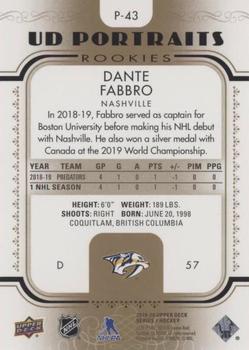 2019-20 Upper Deck - UD Portraits Gold #P-43 Dante Fabbro Back