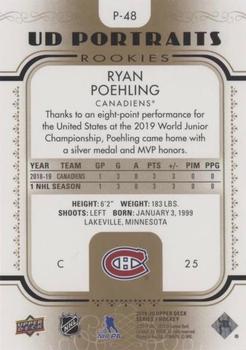2019-20 Upper Deck - UD Portraits Gold #P-48 Ryan Poehling Back