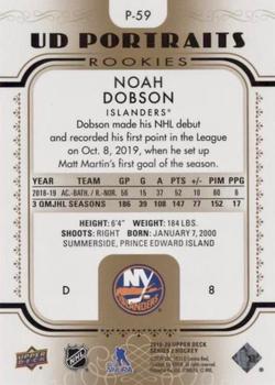 2019-20 Upper Deck - UD Portraits Gold #P-59 Noah Dobson Back