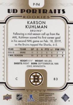 2019-20 Upper Deck - UD Portraits Gold #P-94 Karson Kuhlman Back