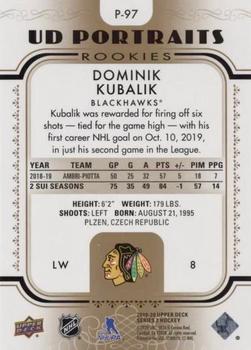 2019-20 Upper Deck - UD Portraits Gold #P-97 Dominik Kubalik Back