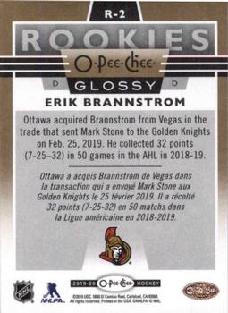 2019-20 Upper Deck - 2019-20 O-Pee-Chee Glossy Rookies Gold #R-2 Erik Brannstrom Back