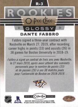 2019-20 Upper Deck - 2019-20 O-Pee-Chee Glossy Rookies Gold #R-3 Dante Fabbro Back