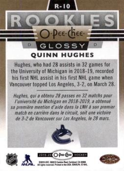 2019-20 Upper Deck - 2019-20 O-Pee-Chee Glossy Rookies Gold #R-10 Quinn Hughes Back