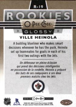 2019-20 Upper Deck - 2019-20 O-Pee-Chee Glossy Rookies Gold #R-19 Ville Heinola Back