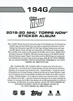 2019-20 Topps Now NHL Stickers - Gold #194G Jonathan Toews Back