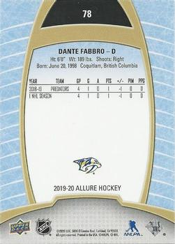 2019-20 Upper Deck Allure #78 Dante Fabbro Back
