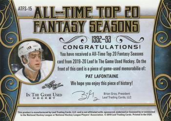 2019-20 Leaf In The Game Used - All-Time Top 20 Fantasy Seasons - Blue Spectrum Foil #ATFS-15 Pat LaFontaine Back