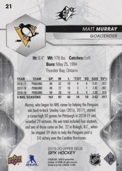 2019-20 SPx #21 Matt Murray Back