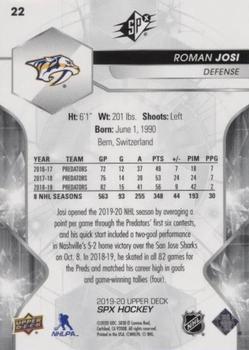 2019-20 SPx #22 Roman Josi Back