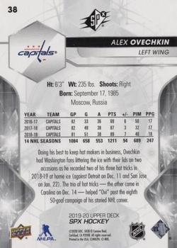 2019-20 SPx #38 Alex Ovechkin Back