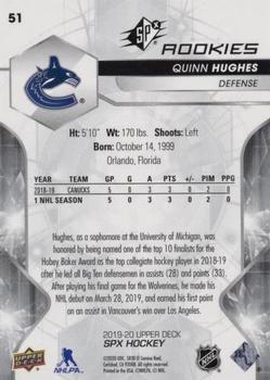 2019-20 SPx #51 Quinn Hughes Back