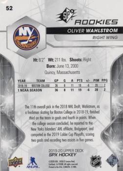 2019-20 SPx #52 Oliver Wahlstrom Back