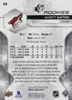2019-20 SPx #53 Barrett Hayton Back