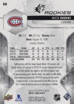 2019-20 SPx #58 Nick Suzuki Back