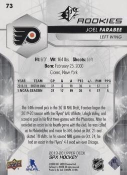 2019-20 SPx #73 Joel Farabee Back