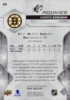 2019-20 SPx #89 Karson Kuhlman Back