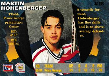 1995 Signature Rookies Auto-Phonex #18 Martin Hohenberger Back