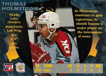 1995 Signature Rookies Auto-Phonex #19 Tomas Holmstrom Back