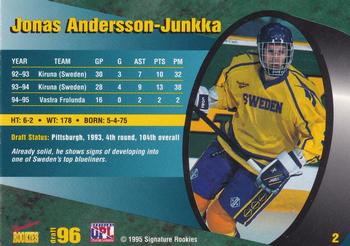 1995 Signature Rookies Draft 96 #2 Jonas Andersson-Junkka Back