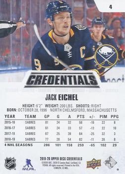 2019-20 Upper Deck Credentials #4 Jack Eichel Back