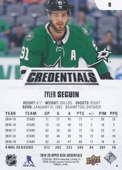 2019-20 Upper Deck Credentials #9 Tyler Seguin Back