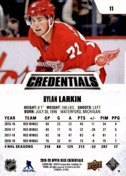 2019-20 Upper Deck Credentials #11 Dylan Larkin Back