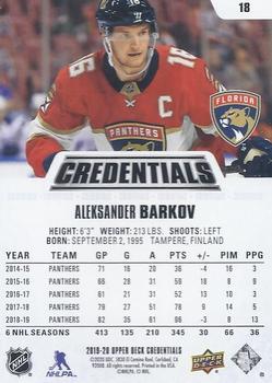 2019-20 Upper Deck Credentials #18 Aleksander Barkov Back