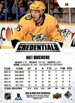 2019-20 Upper Deck Credentials #24 Matt Duchene Back