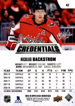 2019-20 Upper Deck Credentials #47 Nicklas Backstrom Back