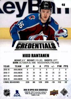 2019-20 Upper Deck Credentials #48 Mikko Rantanen Back