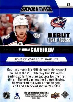 2019-20 Upper Deck Credentials #72 Vladislav Gavrikov Back