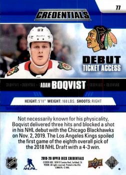 2019-20 Upper Deck Credentials #77 Adam Boqvist Back