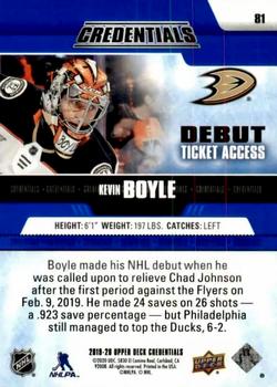 2019-20 Upper Deck Credentials #81 Kevin Boyle Back